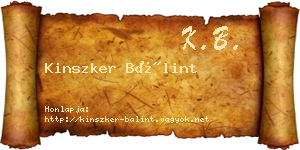 Kinszker Bálint névjegykártya
